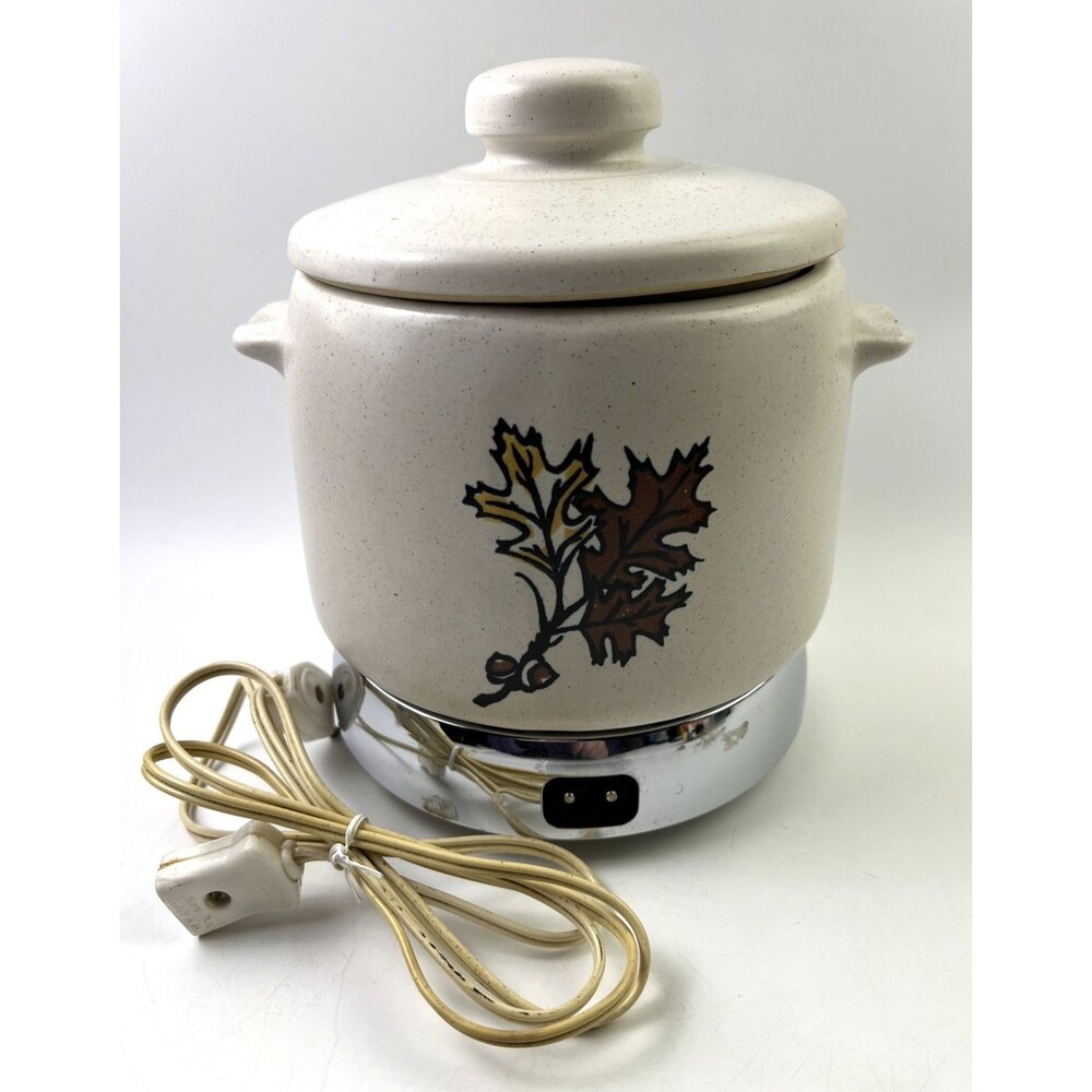 Vintage West Bend Pottery Stoneware Pot Crock Fall Leaf Design Tested